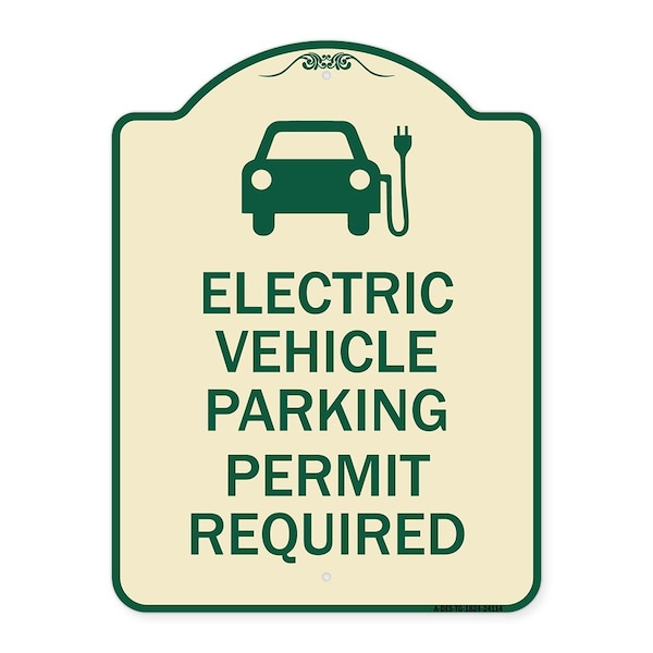 Signmission Electric Vehicle Parking Permit Required Heavy-Gauge Aluminum Sign, 24" x 18", TG-1824-24114 A-DES-TG-1824-24114 - main